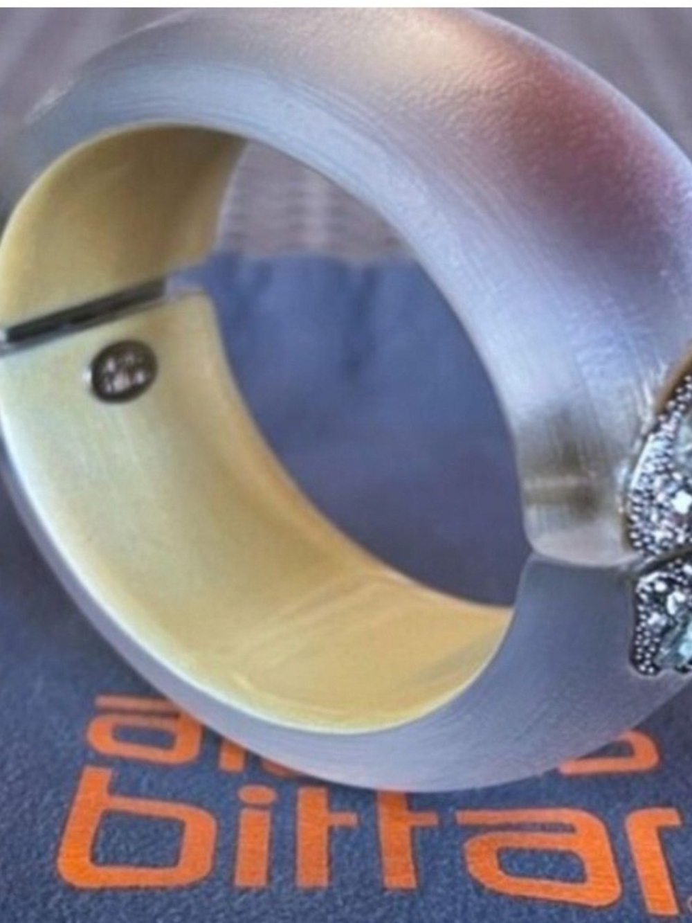 Alexis Bittar Frosted Blueish color Lucite Cuff with Crystal Accents!!!NWOT!!!